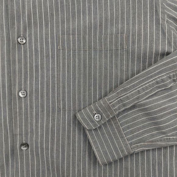 Hugo Boss Shirt Mens Large Gray Cotton Striped Long Sleeve Button Up Work Office - Picture 3 of 12
